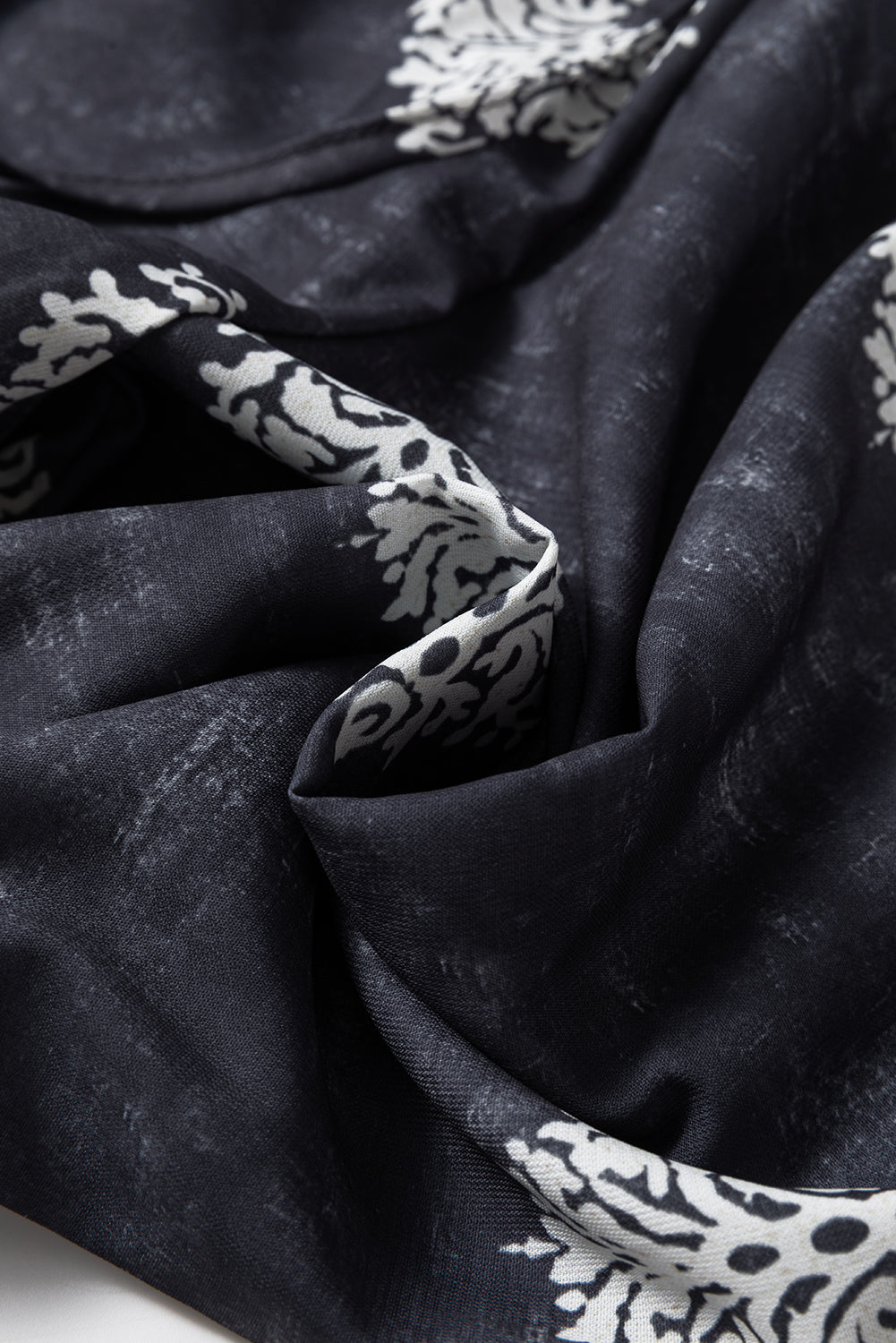 Black Bohemian Printed Drawstring Waist Wide Leg Pants Pants & Culotte JT's Designer Fashion