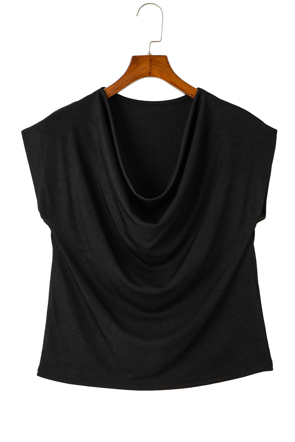 Black Cowl Neck Bat Sleeve T Shirt Tops & Tees JT's Designer Fashion