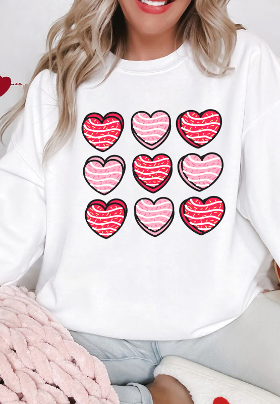 Valentine's Day Heart Round Neck Long Sleeve Sweatshirt Long Sleeve Tops JT's Designer Fashion