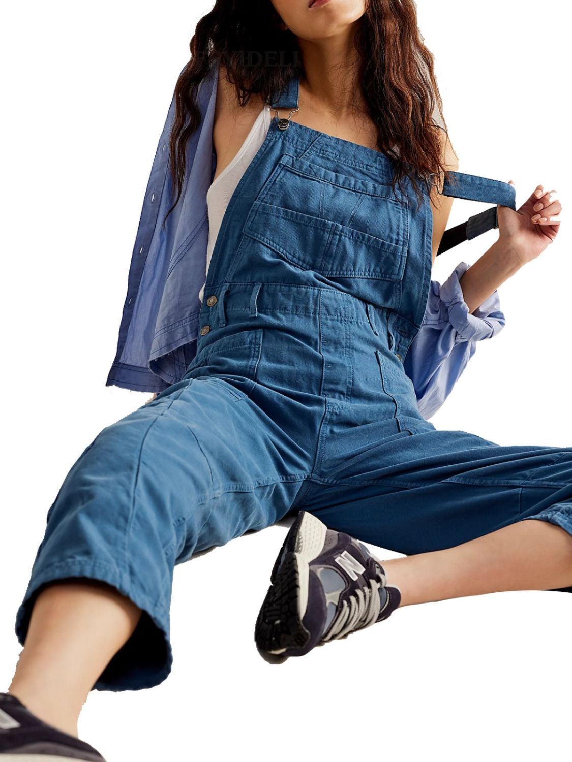 Pocketed Wide Strap Denim Overalls Jumpsuits & Rompers JT's Designer Fashion