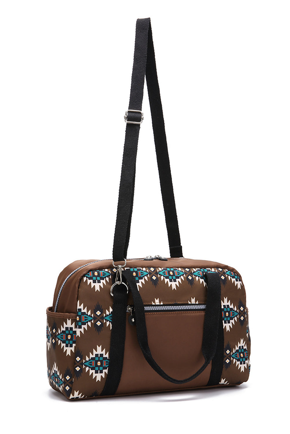 Coffee Western Aztec Print PU Leather Large Travel Duffel Bag Handbags JT's Designer Fashion