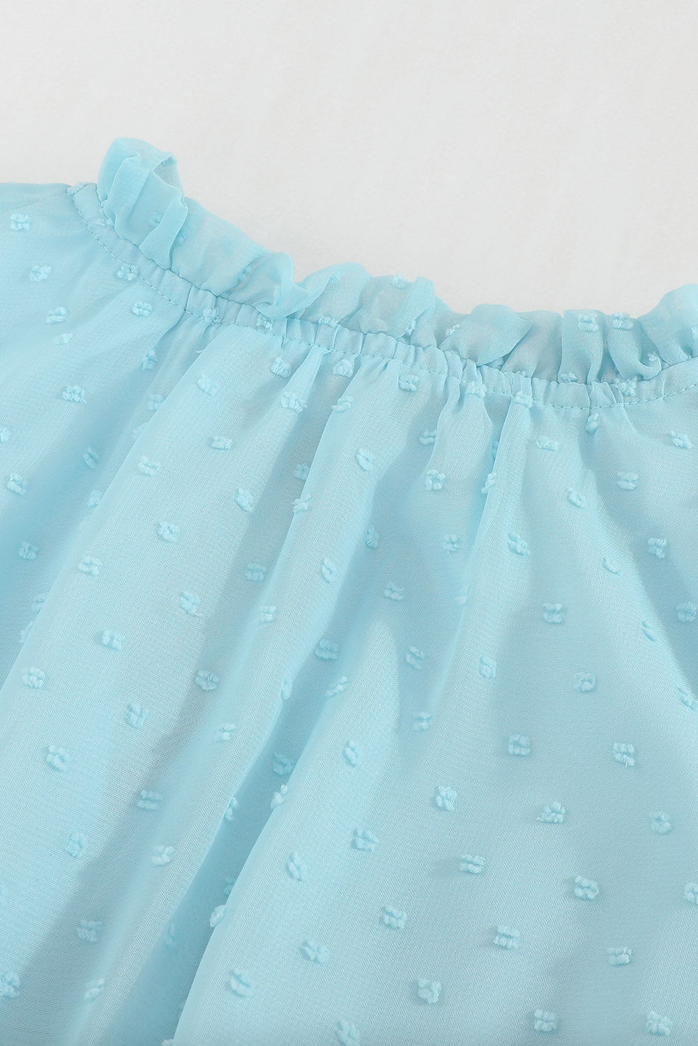 Sky Blue Swiss Dot Bubble Sleeve Ruffle Mini Dress Mini Dresses JT's Designer Fashion