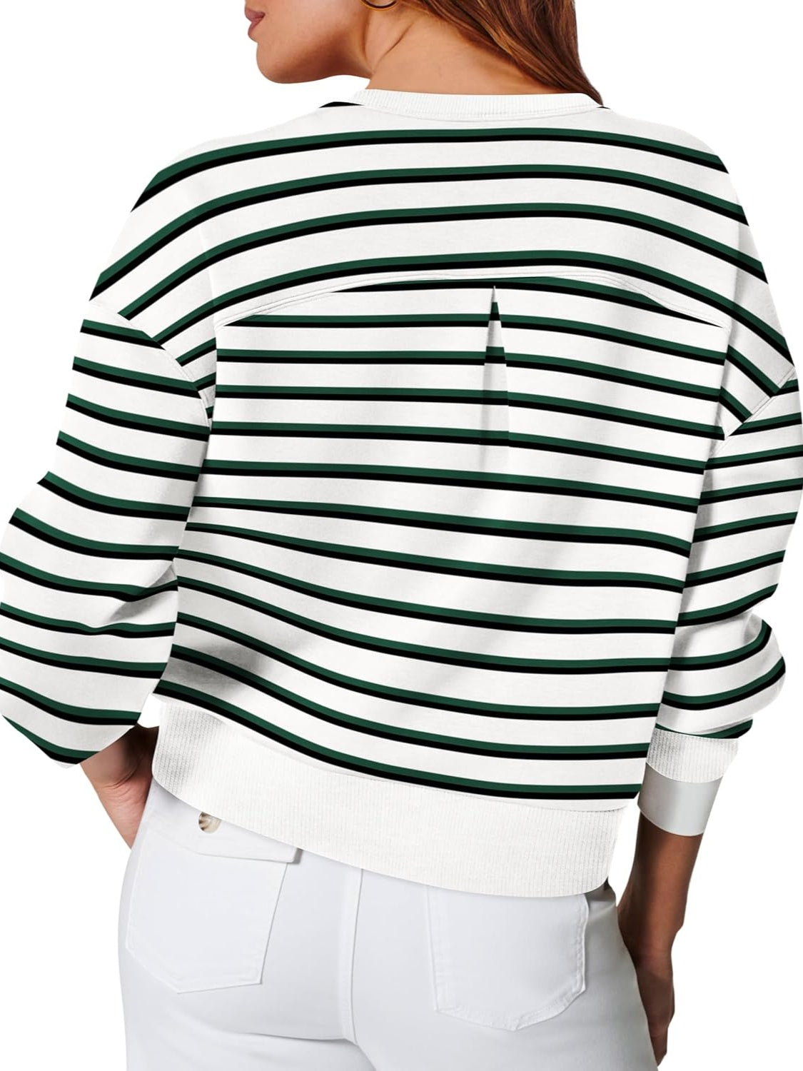 Striped Round Neck Long Sleeve Sweatshirt Long Sleeve Tops JT's Designer Fashion