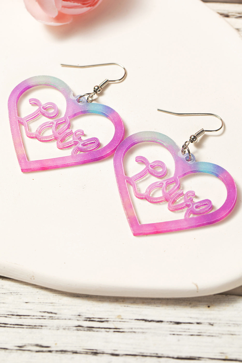 Pink Love Hollowed Heart Valentines Fashion Earrings Jewelry JT's Designer Fashion