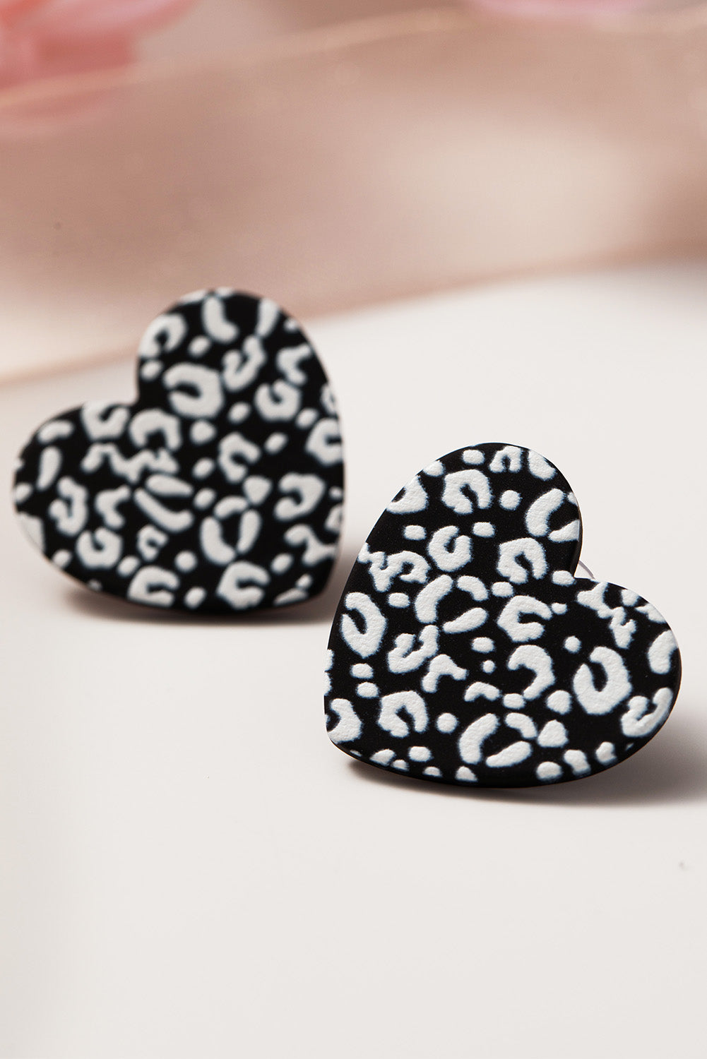 Black Leopard Heart Valentines Day Earrings Jewelry JT's Designer Fashion