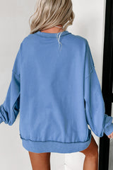 Sky Blue Sequin Trim Embroidered Star USA Pattern Sweatshirt Sweatshirts & Hoodies JT's Designer Fashion