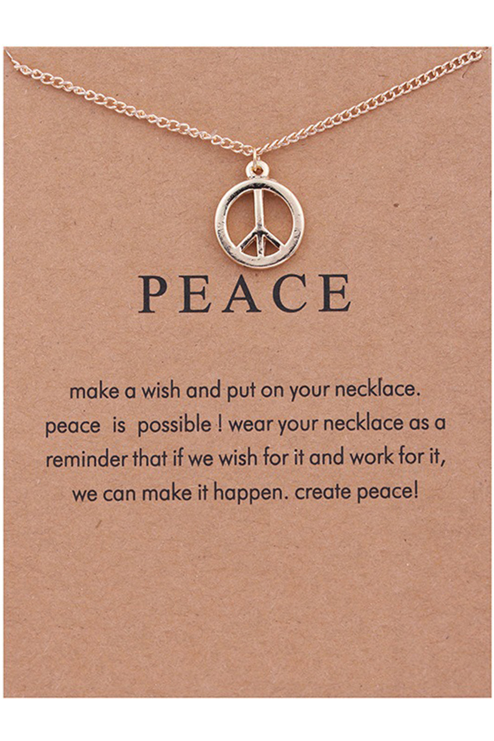 Gold Peace Sign Pendant Necklace Jewelry JT's Designer Fashion