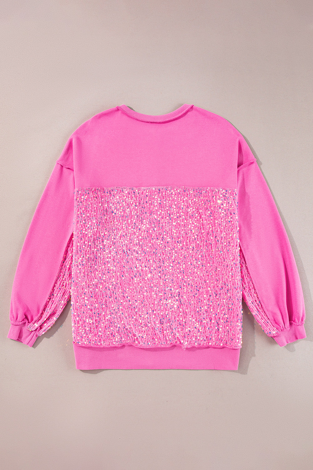 Bonbon Sequin Patchwork High Low Hem Henley Sweatshirt Sweatshirts & Hoodies JT's Designer Fashion
