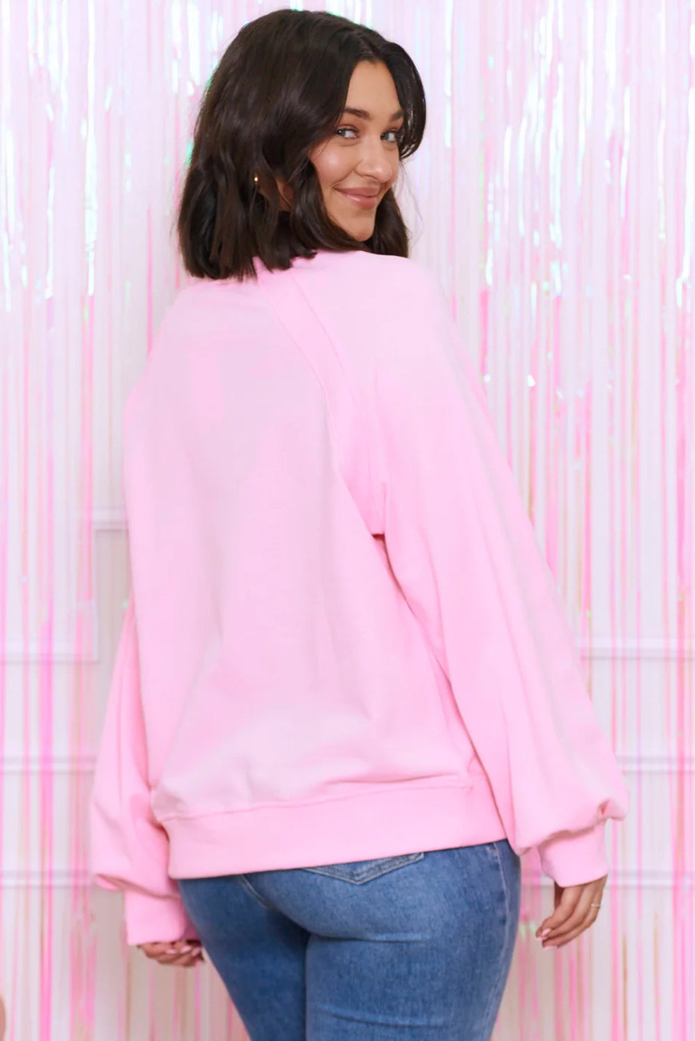 Pink Hugs and Kisses Pop Up Embroidered Raglan Sleeve Sweatshirt Sweatshirts & Hoodies JT's Designer Fashion