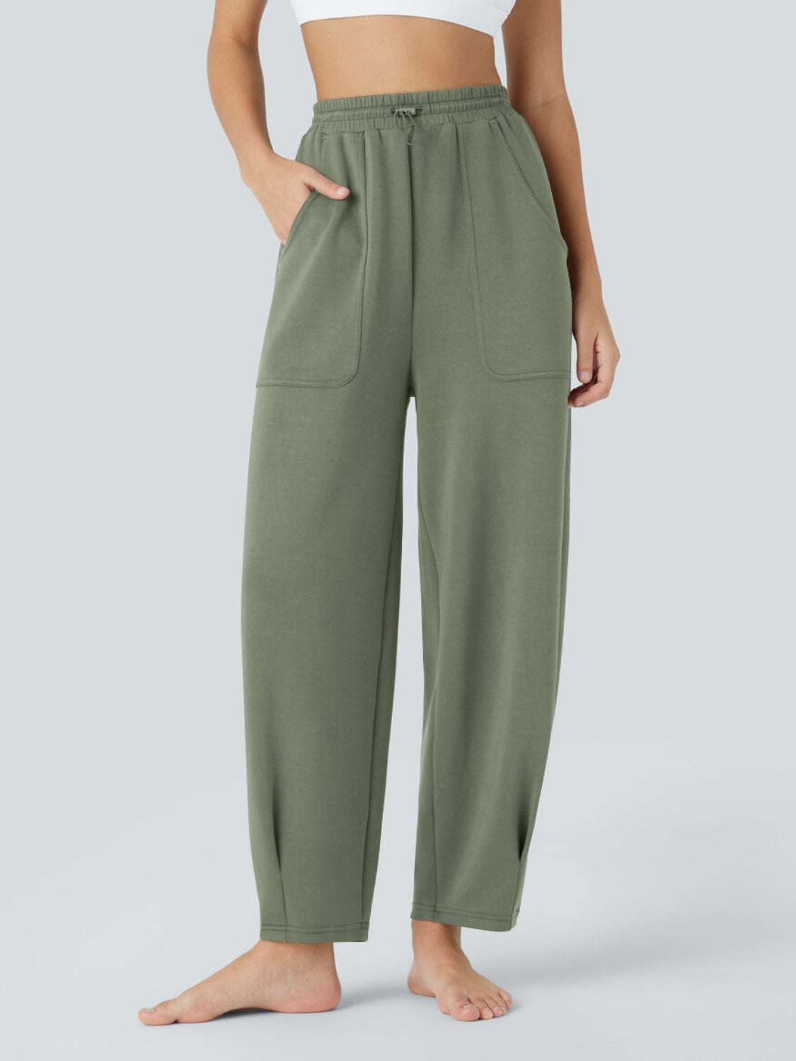 Lovelet Drawstring Pants with Pockets Matcha Green Pants & Culotte JT's Designer Fashion