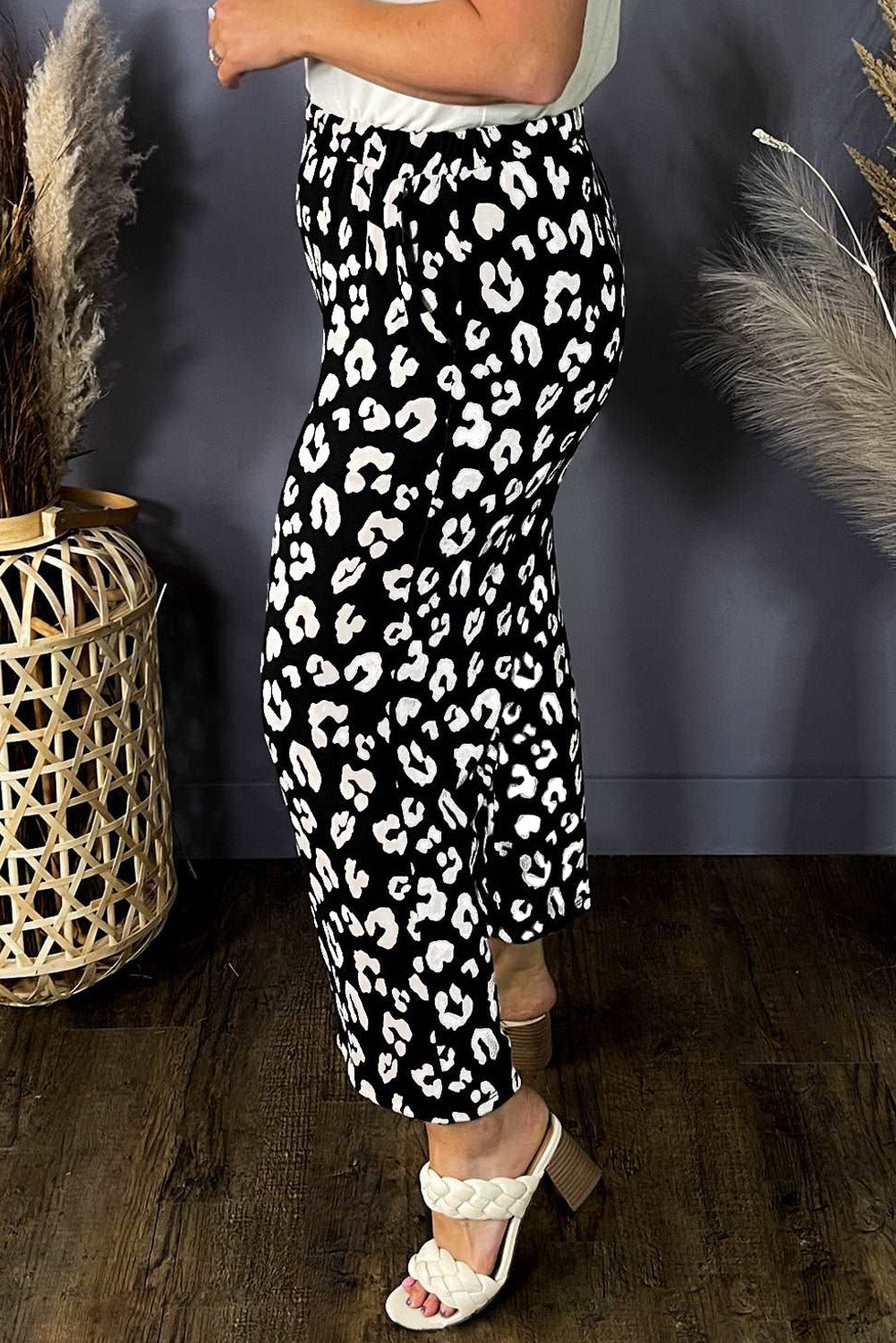 Leopard Leopard Print Wide Leg Pockets Plus Size Pants Plus Size Bottoms JT's Designer Fashion