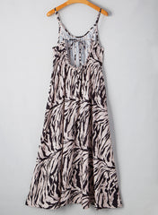 Black Abstract Print Open Back Boho Loose Maxi Sundress Maxi Dresses JT's Designer Fashion