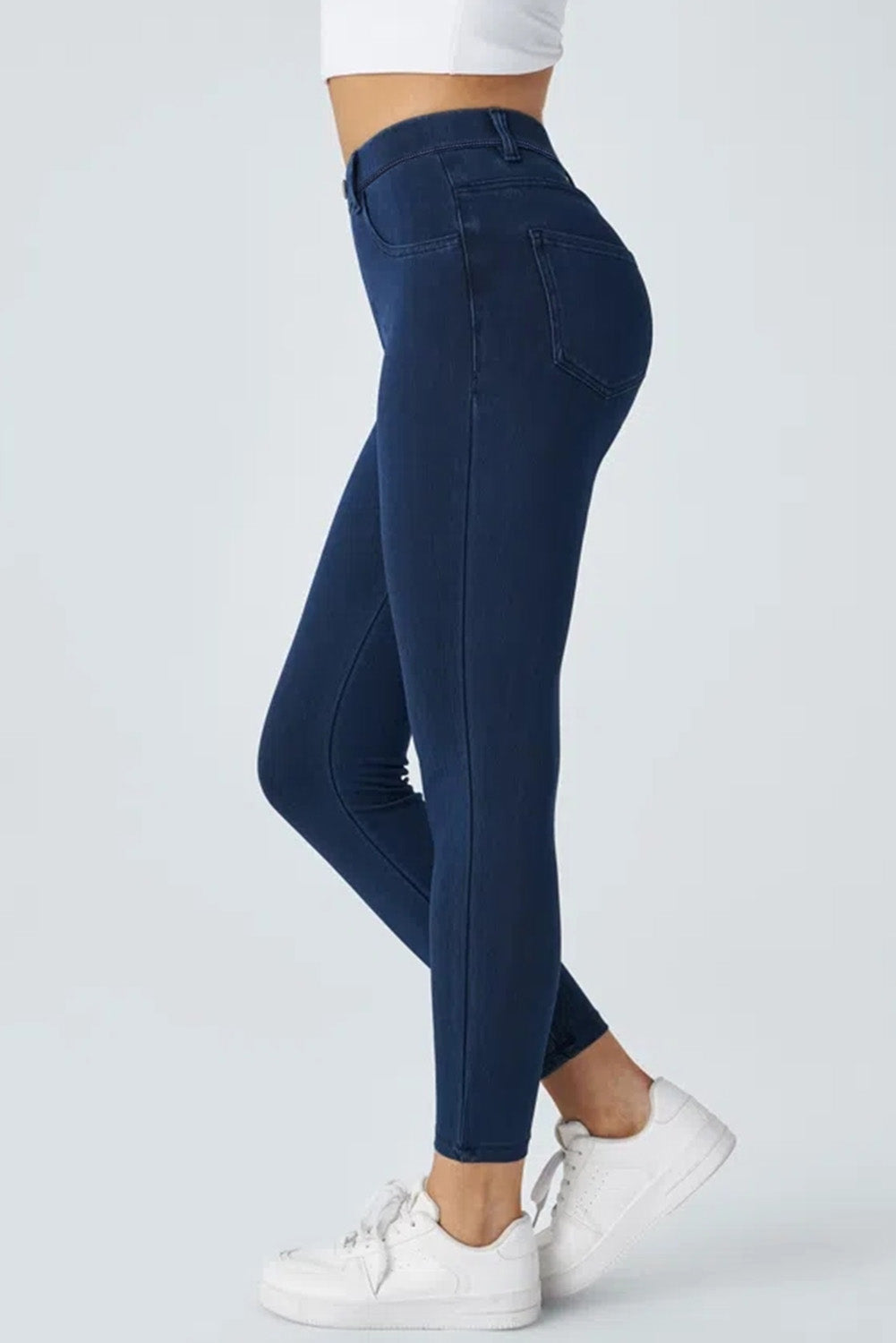 Sail Blue Skinny Fit Ankle High Waist Jeans Bottoms JT's Designer Fashion