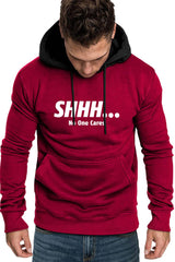 Fiery Red Men's Letter Print Color Block Slim-fit Pullover Hoodie Men's Tops JT's Designer Fashion