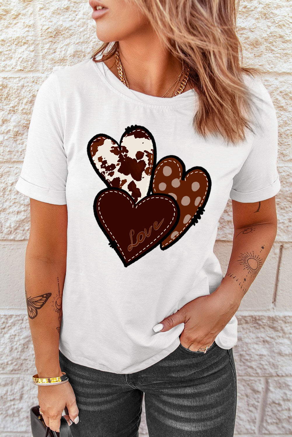 White Western Valentines Heart Graphic T-shirt Graphic Tees JT's Designer Fashion