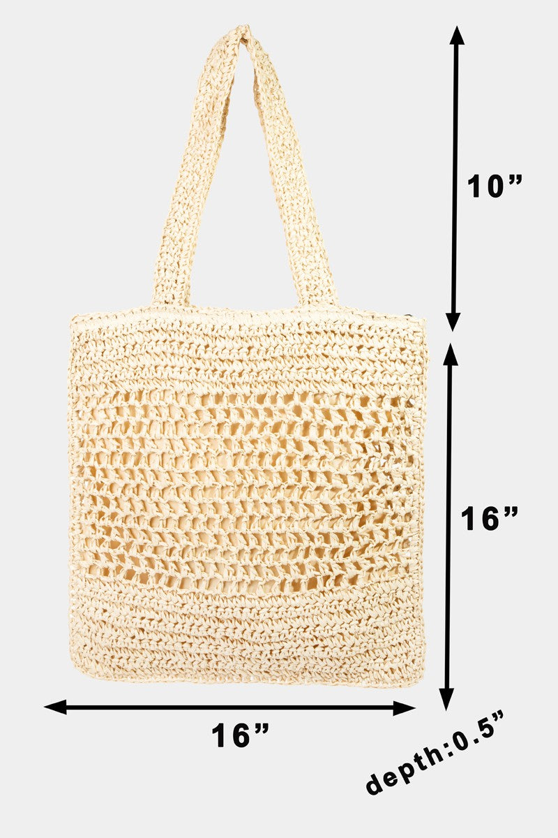 Fame Straw-Paper Crochet Tote Bag Shoulder Bags JT's Designer Fashion