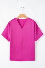Bright Pink Silky V Neck Dolman Blouse Pre Order Tops JT's Designer Fashion