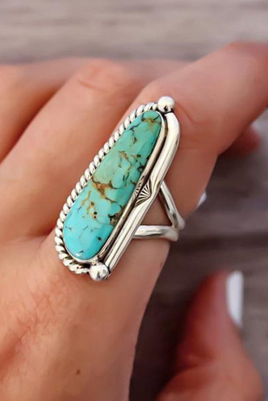 Light Blue Turquoise Decor Alloy Ring Jewelry JT's Designer Fashion