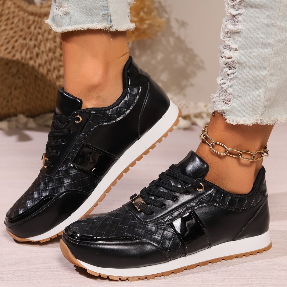 Lace-Up Leather Sneakers Shoes JT's Designer Fashion