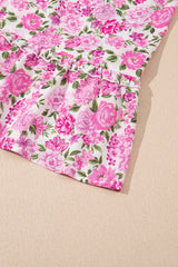 Pink Dainty Floral Smocked Puff Sleeve Flowy Long Dress Maxi Dresses JT's Designer Fashion