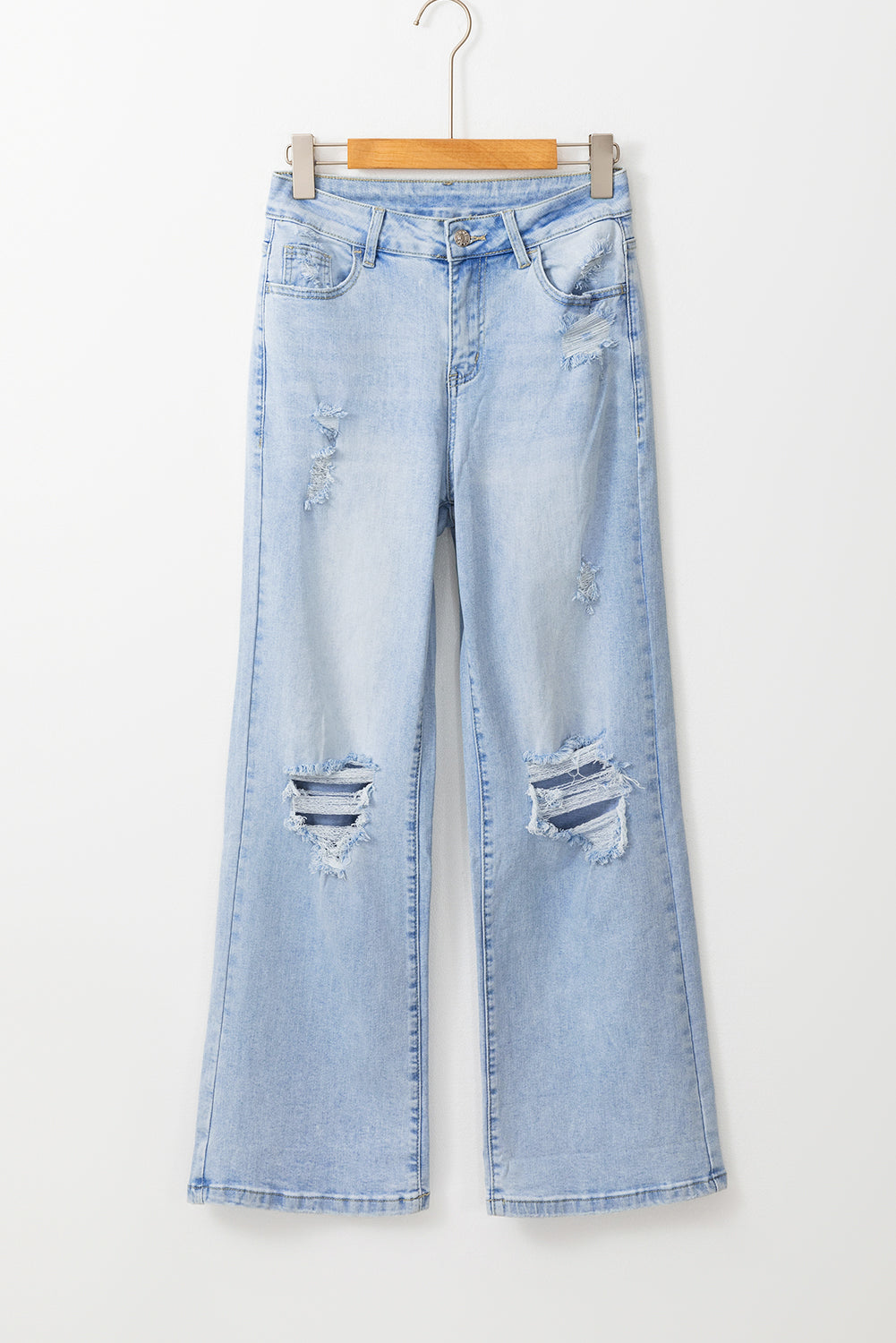 Beau Blue Vintage Light Wash Distressed Flare Jeans Jeans JT's Designer Fashion