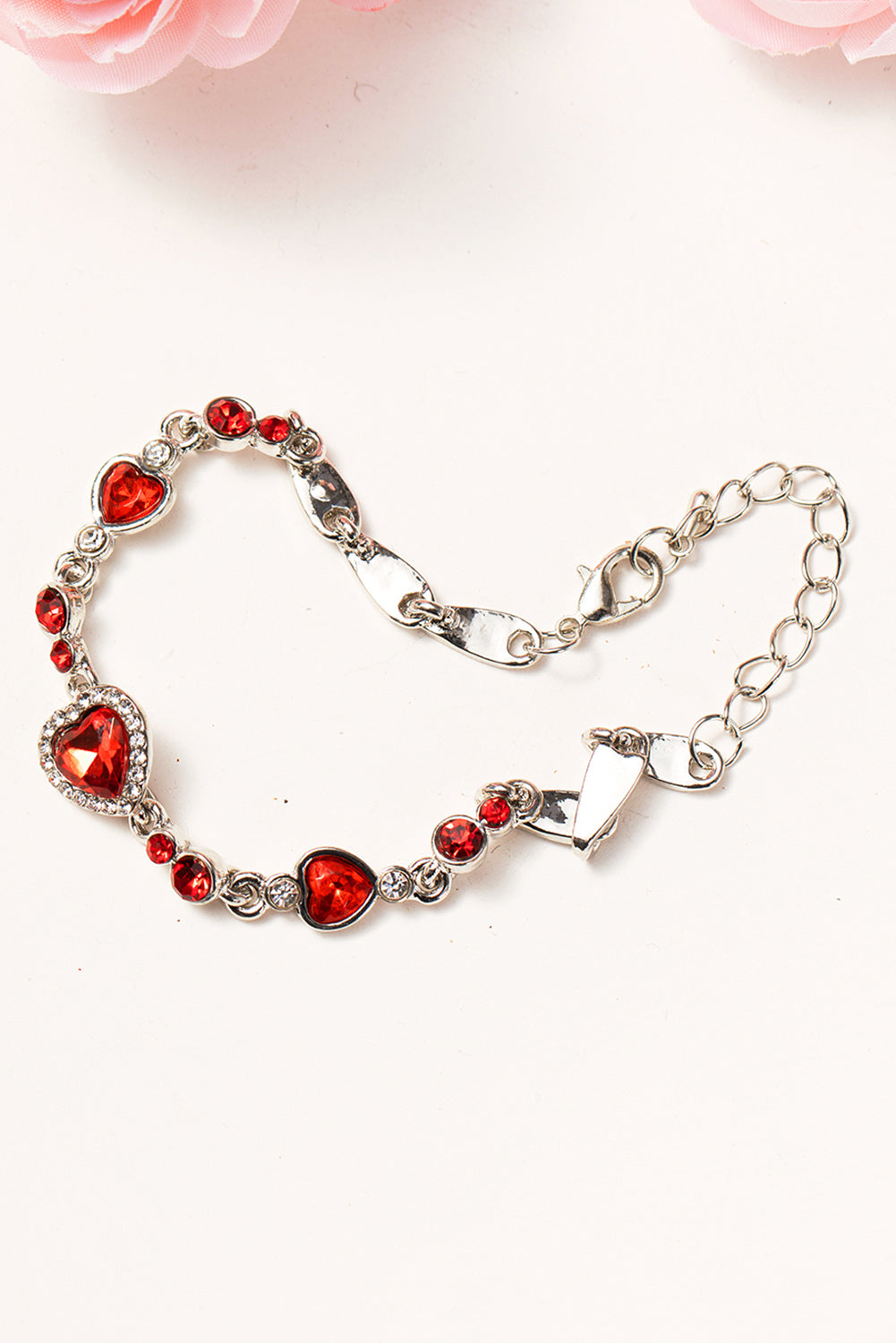 Fiery Red Heart-shape Gem Valentines Fashion Bracelet Jewelry JT's Designer Fashion