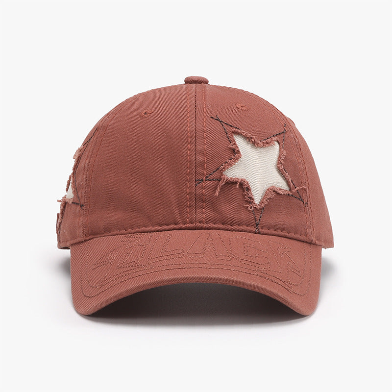 Adjustable Star Raw Hem Cap Rust One Size Hats & Caps JT's Designer Fashion