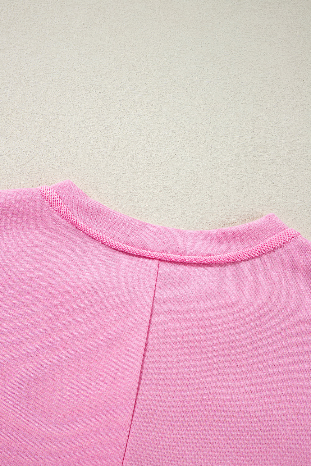 Sachet Pink Solid Color Buttoned Neckline Loose Sweatshirt Sweatshirts & Hoodies JT's Designer Fashion