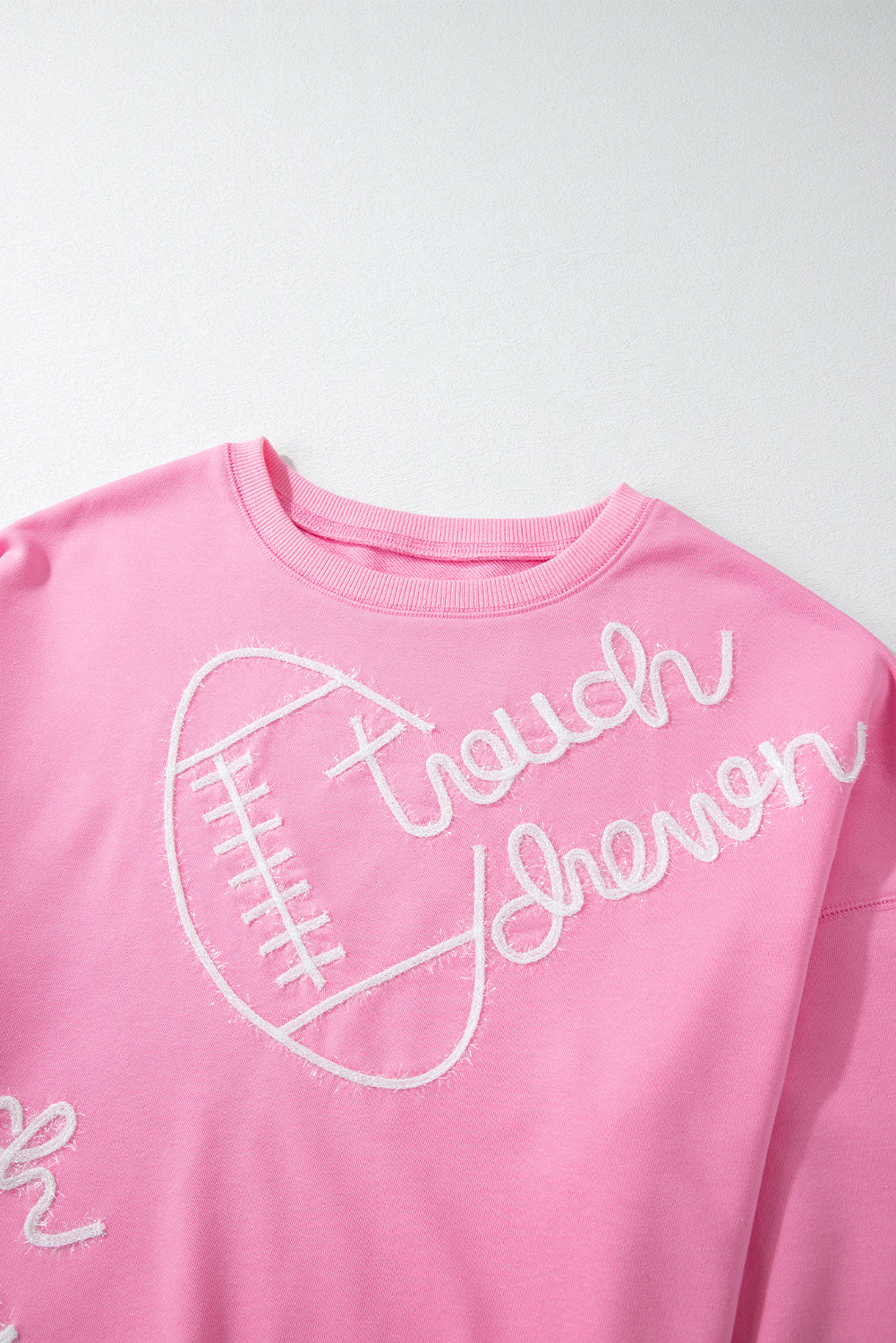 Pink Touch Down Rugby Thread Embroidery Sweatshirt Sweatshirts & Hoodies JT's Designer Fashion