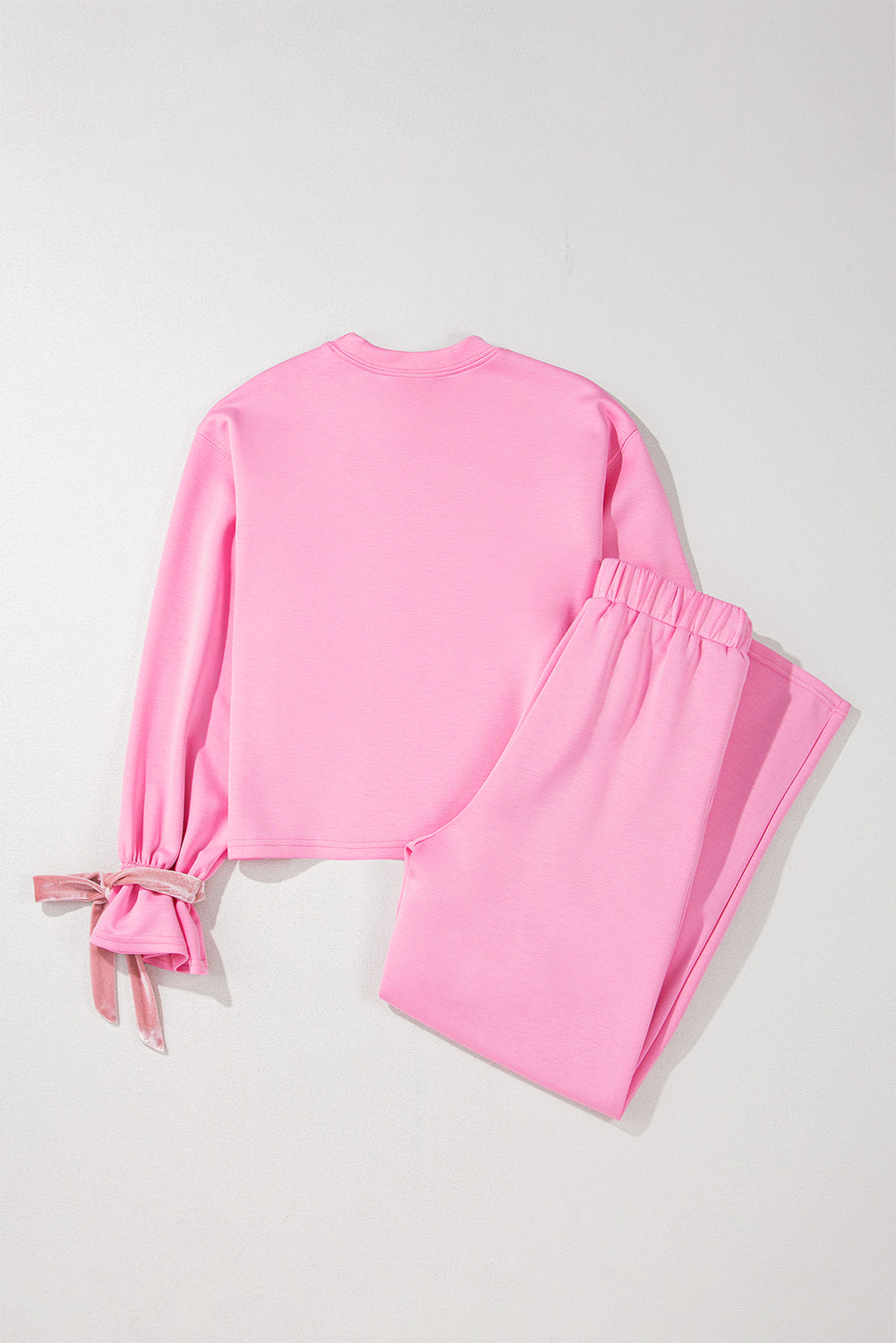 Bonbon Solid Color Drawstring Long Sleeve Top and Pants Set Pant Sets JT's Designer Fashion