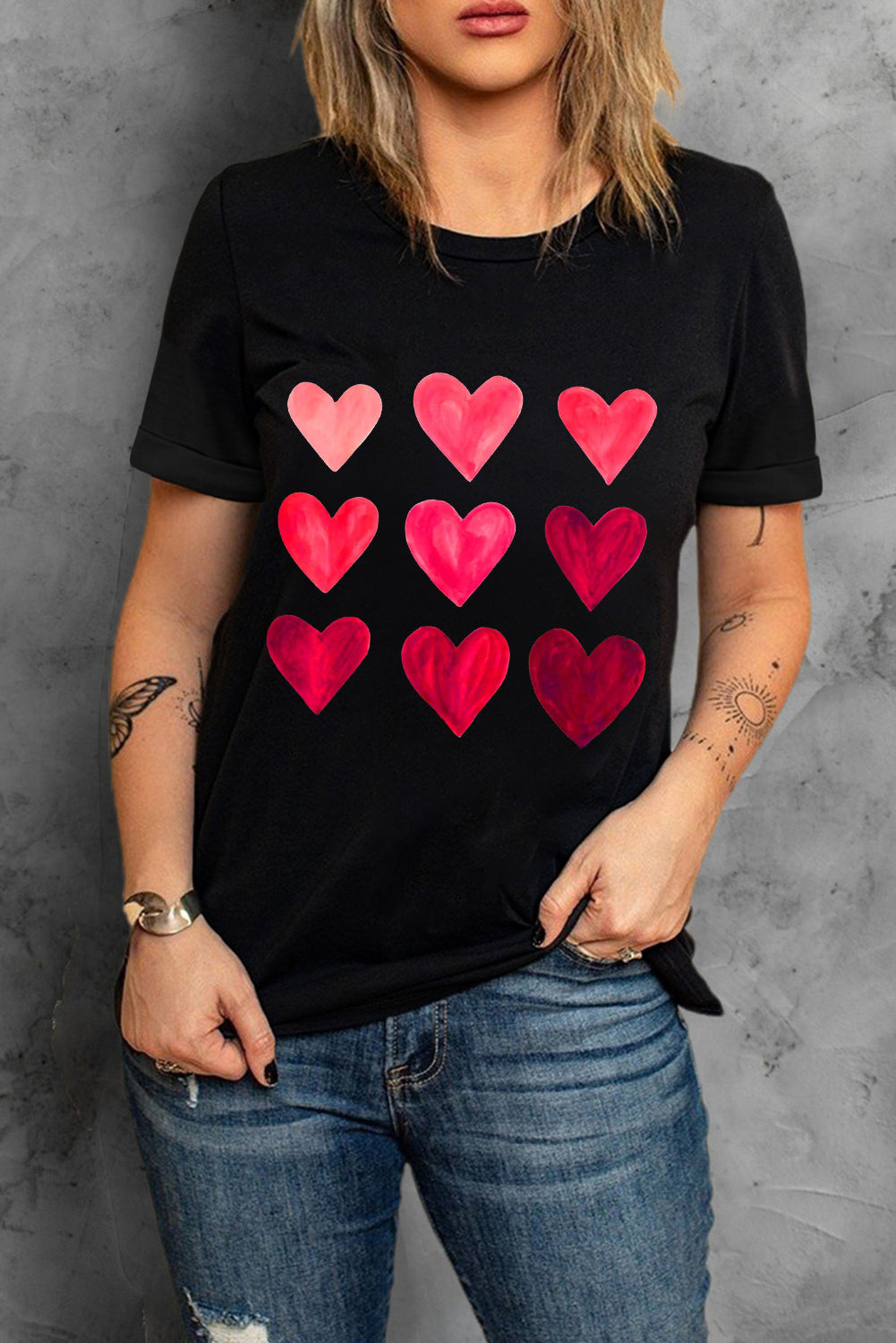 Black Valentine's Day Heart Graphic Tee Graphic Tees JT's Designer Fashion