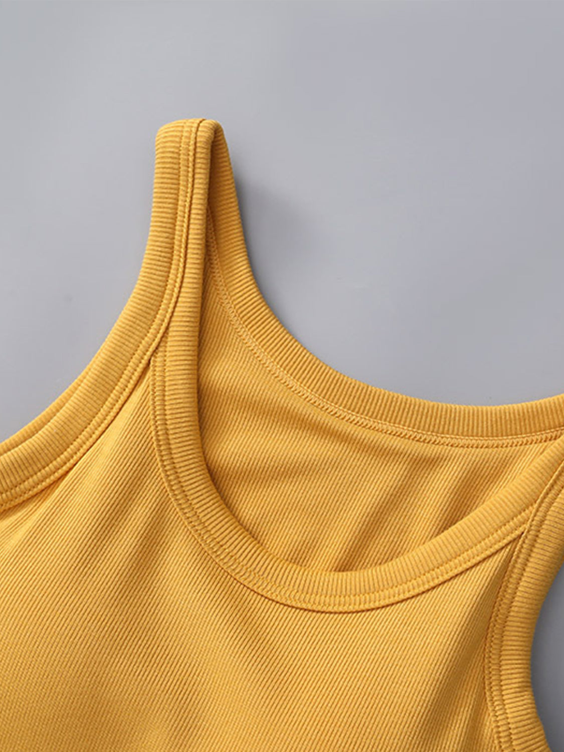 Round Neck Tank with Bra Mustard Tank Tops JT's Designer Fashion