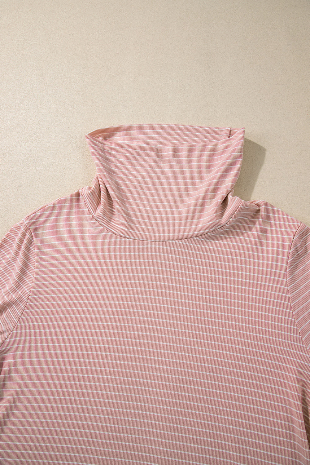 Pink Stripe Cowl Neck Side Slits Loose Fit Long Sleeve Top Long Sleeve Tops JT's Designer Fashion