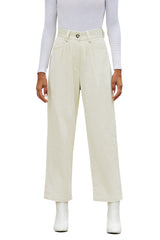 Beige Corduroy High Waist Straight Leg Pants Pants & Culotte JT's Designer Fashion