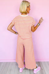 Yellow Stripe Rainbow Tee Tasseled String Wide Leg Pants Set Tops & Tees JT's Designer Fashion