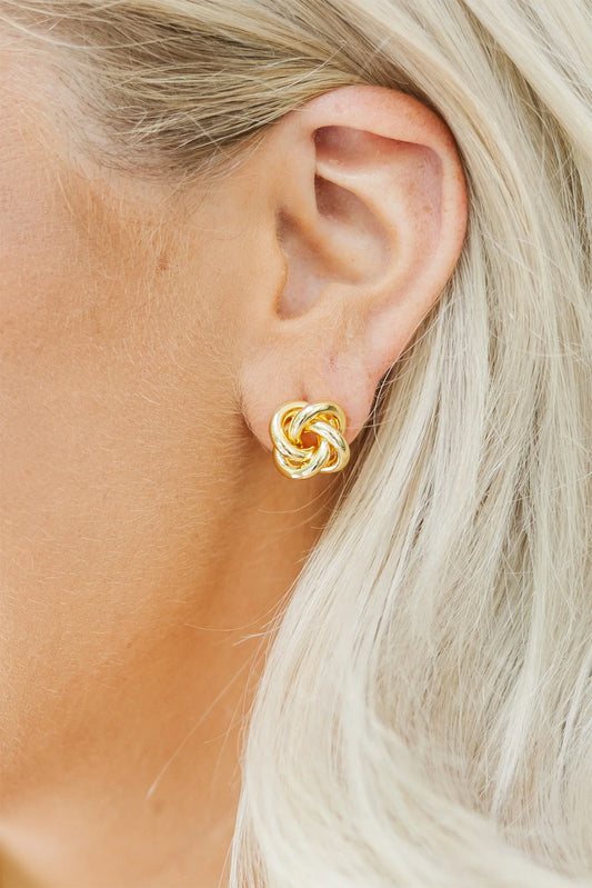 Gold Minimalism Knotted Stud Earrings Jewelry JT's Designer Fashion