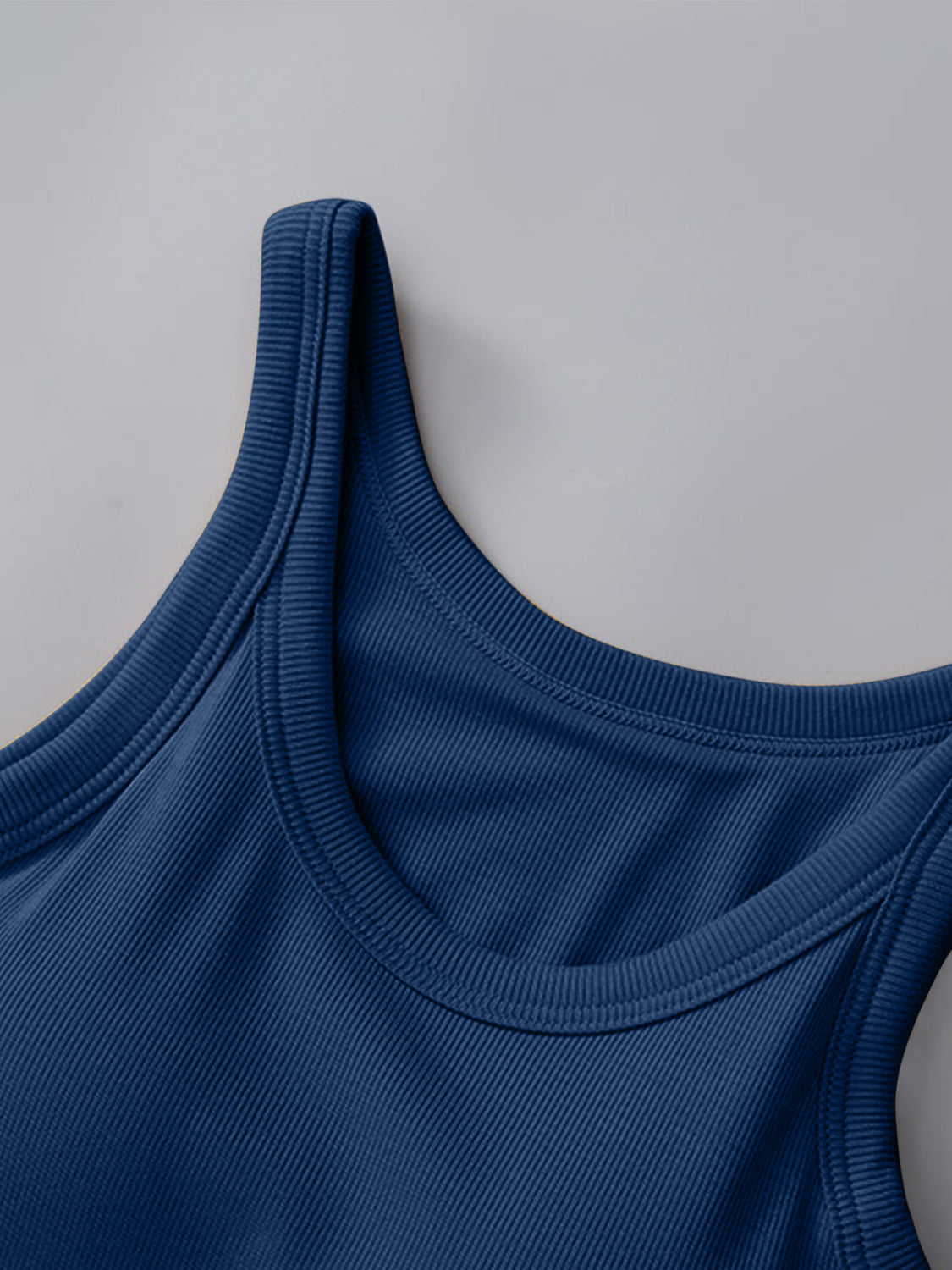 Round Neck Tank with Bra Dark Blue Tank Tops JT's Designer Fashion