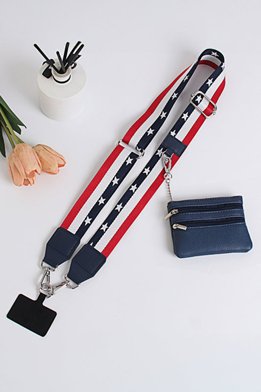 Dark Blue Star and Stripe Print Phone Strap with Pouch Other Accessories JT's Designer Fashion