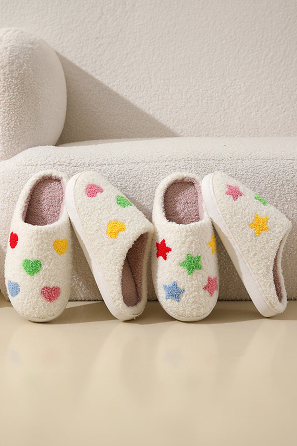 White Star Shape Non-Slip Plush Home Slippers Slippers JT's Designer Fashion