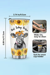 Yellow Cow Sunflower Slogan Print Stainless Steel Tumbler 20OZ Tumblers JT's Designer Fashion