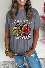 Gray Let The Good Times Boil Crawfish Leopard Heart Graphic Tee Graphic Tees JT's Designer Fashion