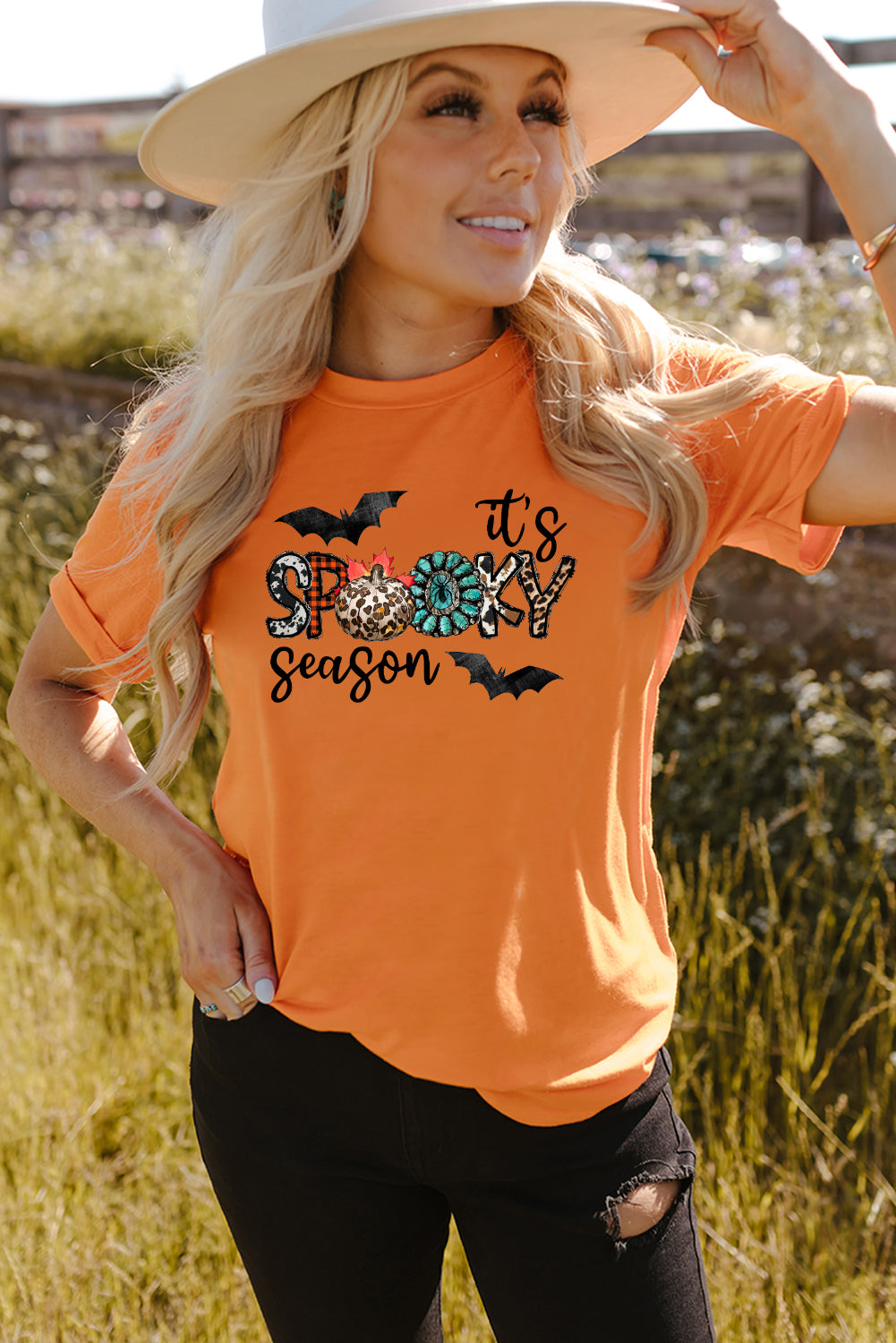 Orange It's Spooky Season Graphic T Shirt Graphic Tees JT's Designer Fashion