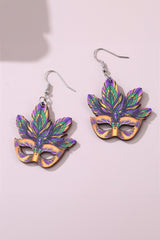 Meadow Mauve Mardi Gras Mask Dangle Hook Earrings Jewelry JT's Designer Fashion