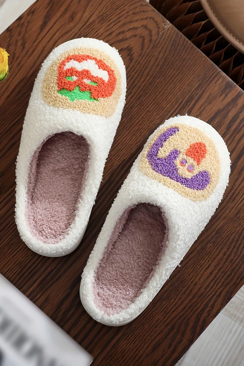 White Halloween Pumpkin Plush Winter Home Slippers Slippers JT's Designer Fashion