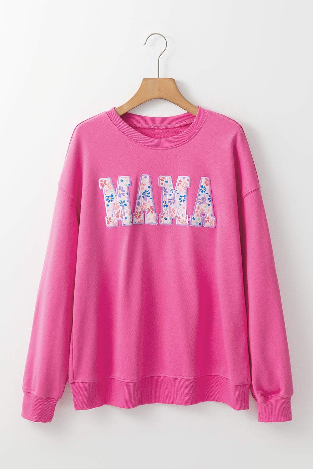 Rose Red Floral MAMA Embroidered Graphic Pullover Sweatshirt Sweatshirts & Hoodies JT's Designer Fashion