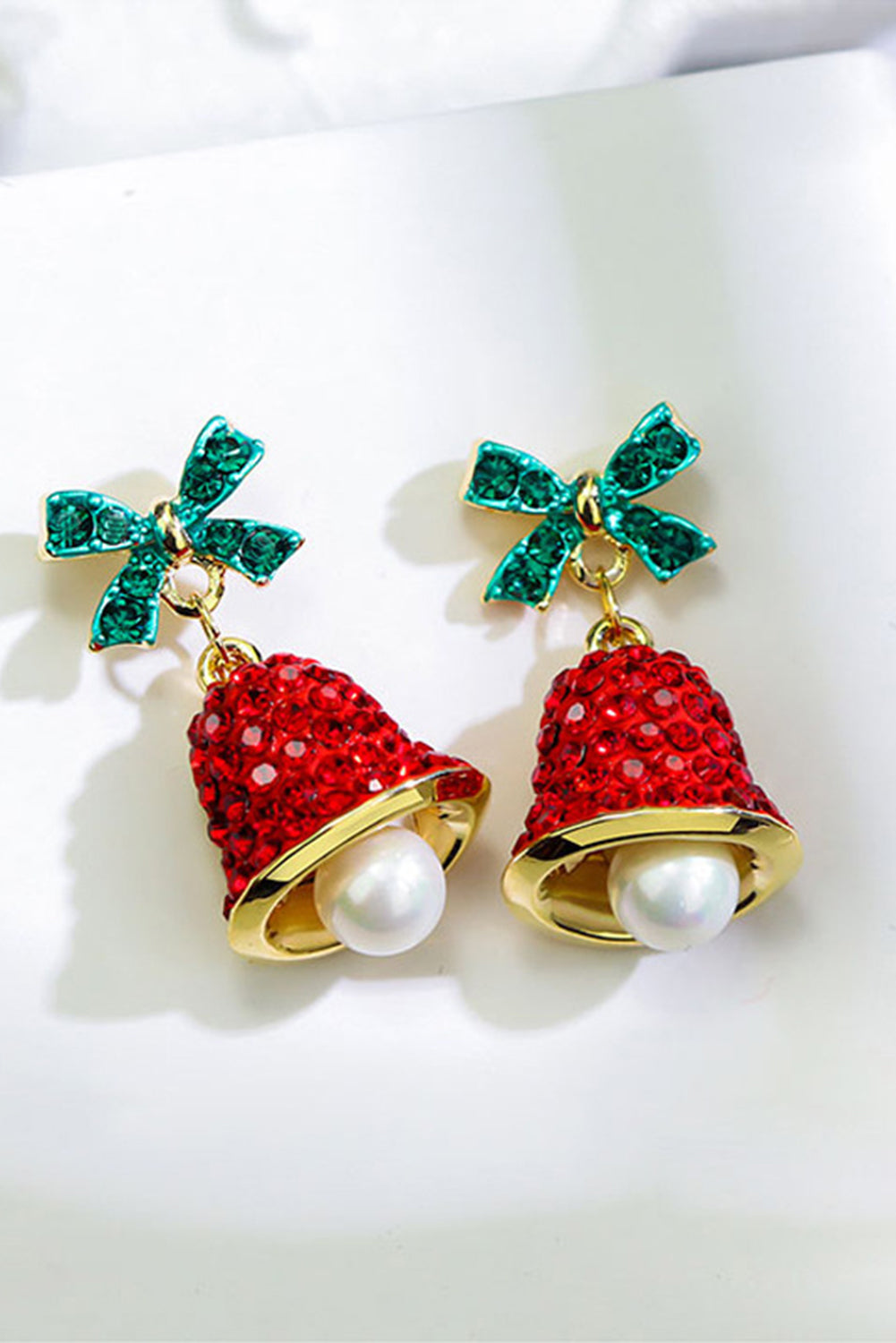 Rhinestone Pearl Jingle Bell Christmas Earrings Jewelry JT's Designer Fashion