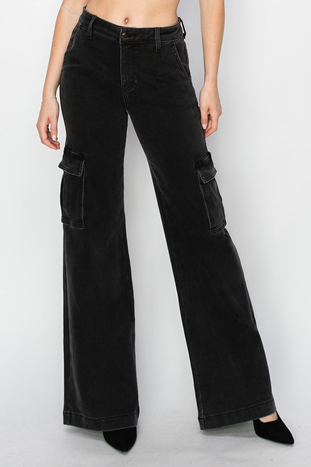 High Rise Wide Leg Cargo Jeans Jeans JT's Designer Fashion