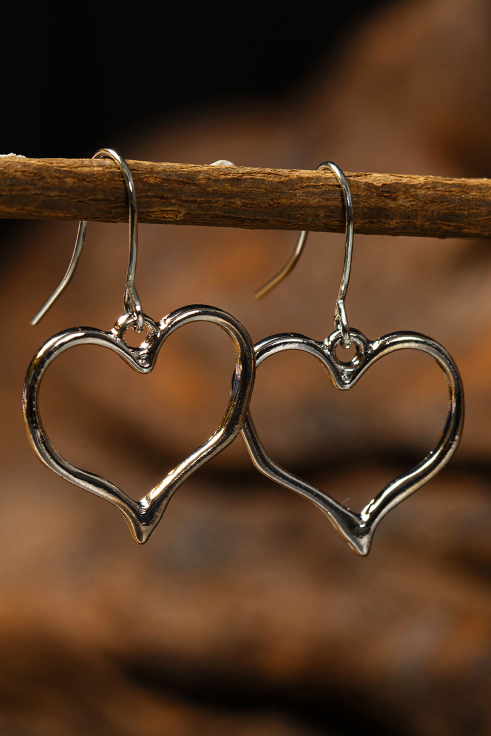 Silvery Valentines Heart Dangle Earrings Jewelry JT's Designer Fashion