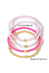Gold Cross Beaded Multi Layered Elastic Bracelet Set Jewelry JT's Designer Fashion