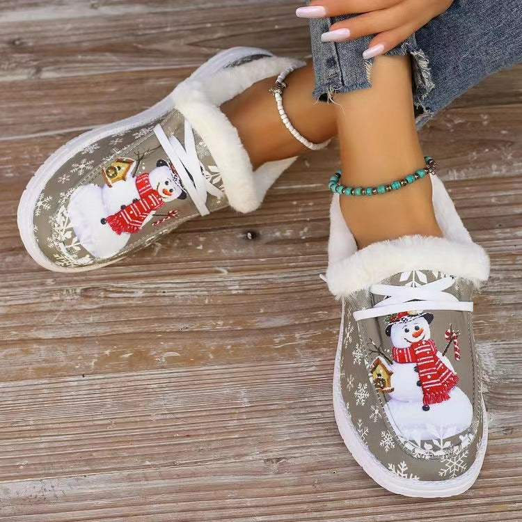 Snowman Print Round Toe Slip-Ons Shoes JT's Designer Fashion